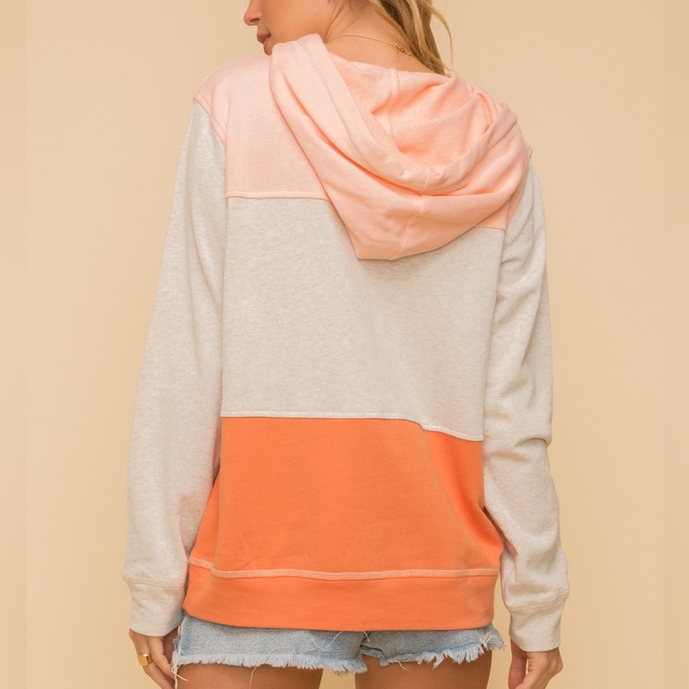 🆕Hem & Thread Sweatshirt Hoodie Sherbert & Gray Colorblock S,M & L Available - Picture 9 of 9